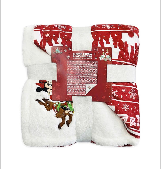 Mickey and Minnie Mouse Holiday Fleece Throw