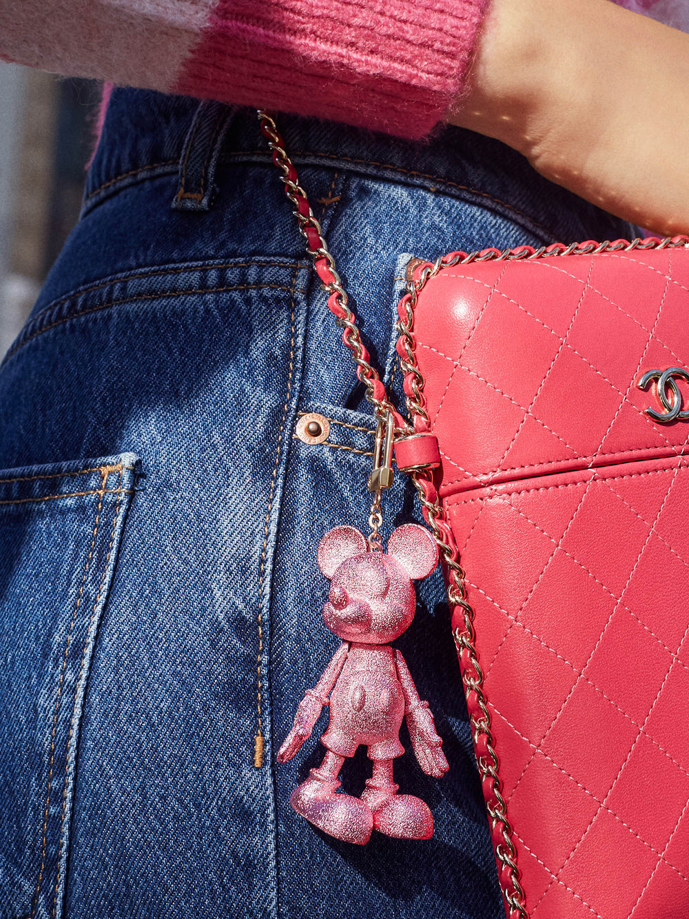 Mickey Mouse Disney Bag Charm: Pink Glitter