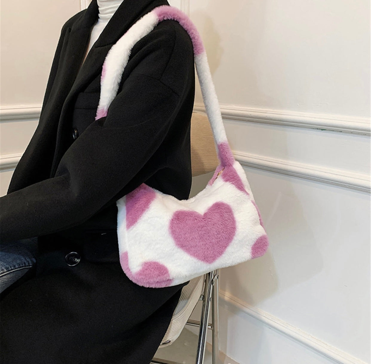 Bolso Hombro Fur Hearts Bolsa Corazones - Diferentes Tonos