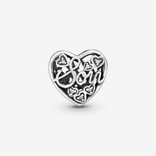 Mother and Son Script Openwork Charm