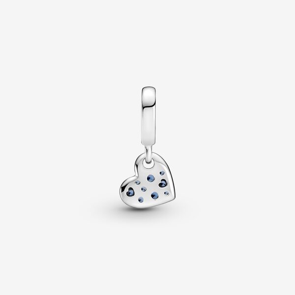 Stellar Blue Pavé Tilted Heart Dangle Charm