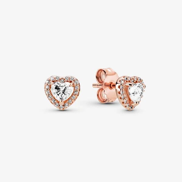 Sparkling Elevated Heart Stud Earrings Rose Gold