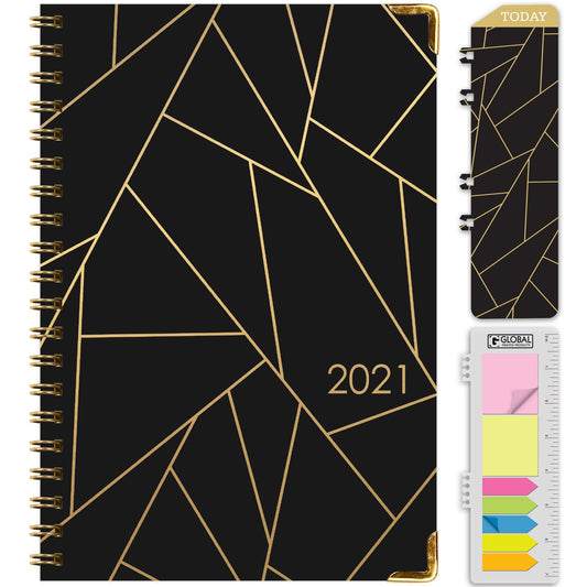 Agenda Negra Dorada + Stickers