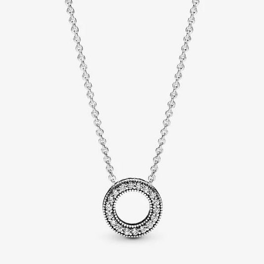 Logo Pavé Circle Collier Necklace~ Silver