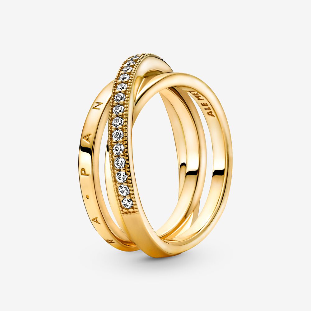 Crossover Pavé Triple Band Ring