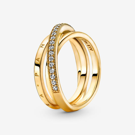 Crossover Pavé Triple Band Ring