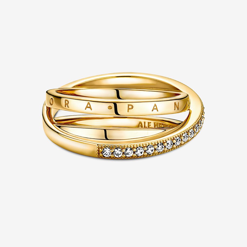 Crossover Pavé Triple Band Ring