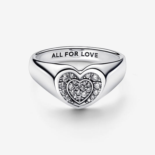 Radiant Heart Pavé Signet Ring