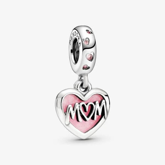 Mom Script Heart Dangle Charm