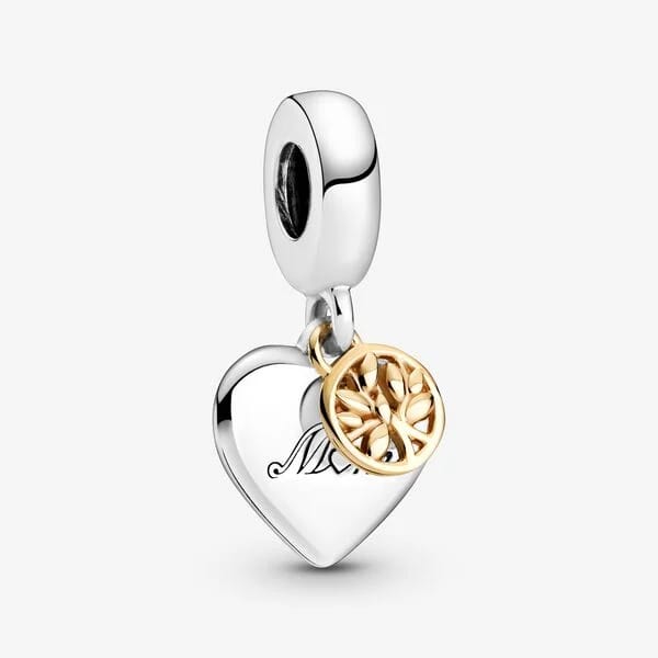 Two-tone Family Tree & Heart Dangle Charm