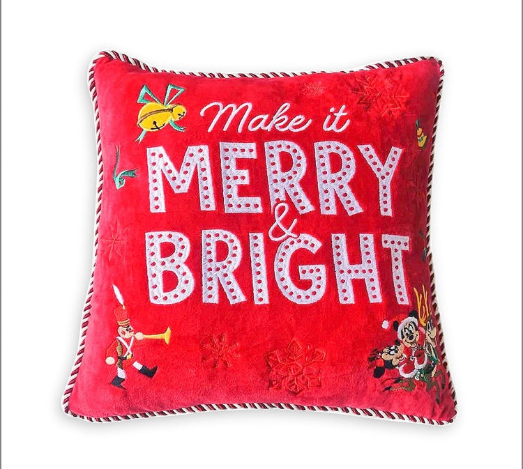 Mickey and Minnie Mouse Holiday Throw Pillow