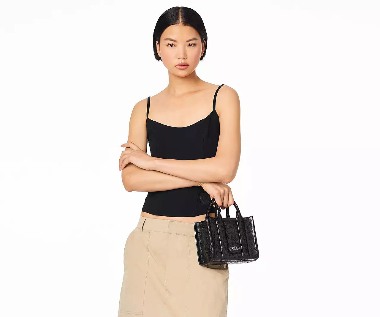 THE MONOGRAM DENIM LARGE TOTE- Black