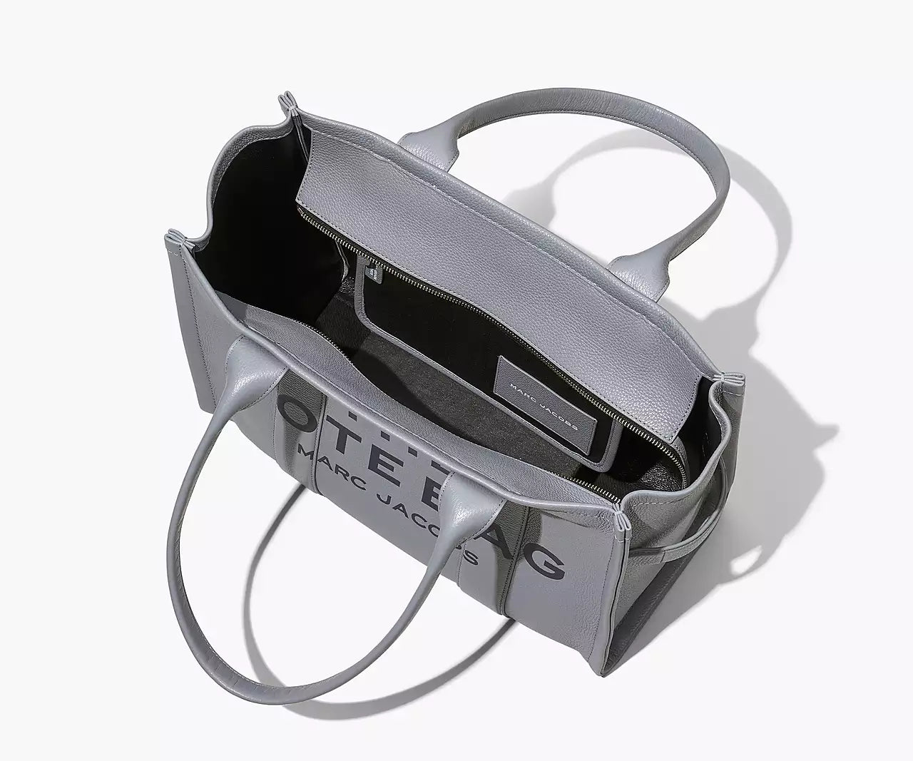 THE LEATHER LARGE TOTE BAG- Grey