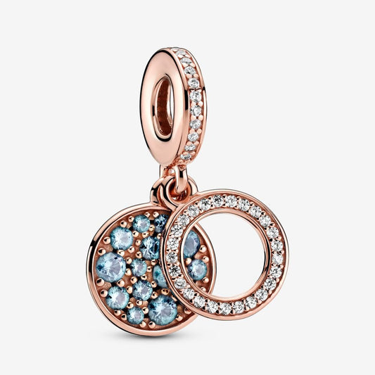 Sparkling Light Blue Disc Double -Charm