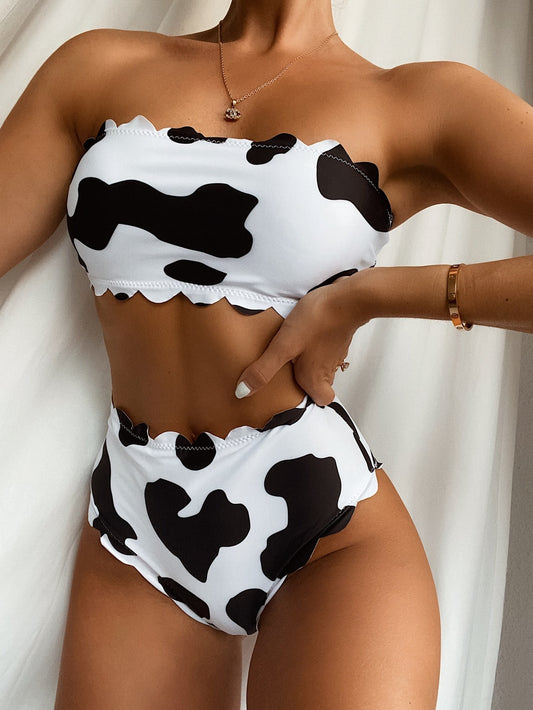 Bikini vaca talle alto con ondas