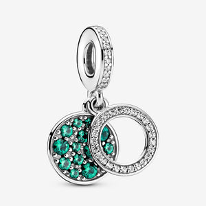 Sparkling Green Disc Double Dangle- Charm