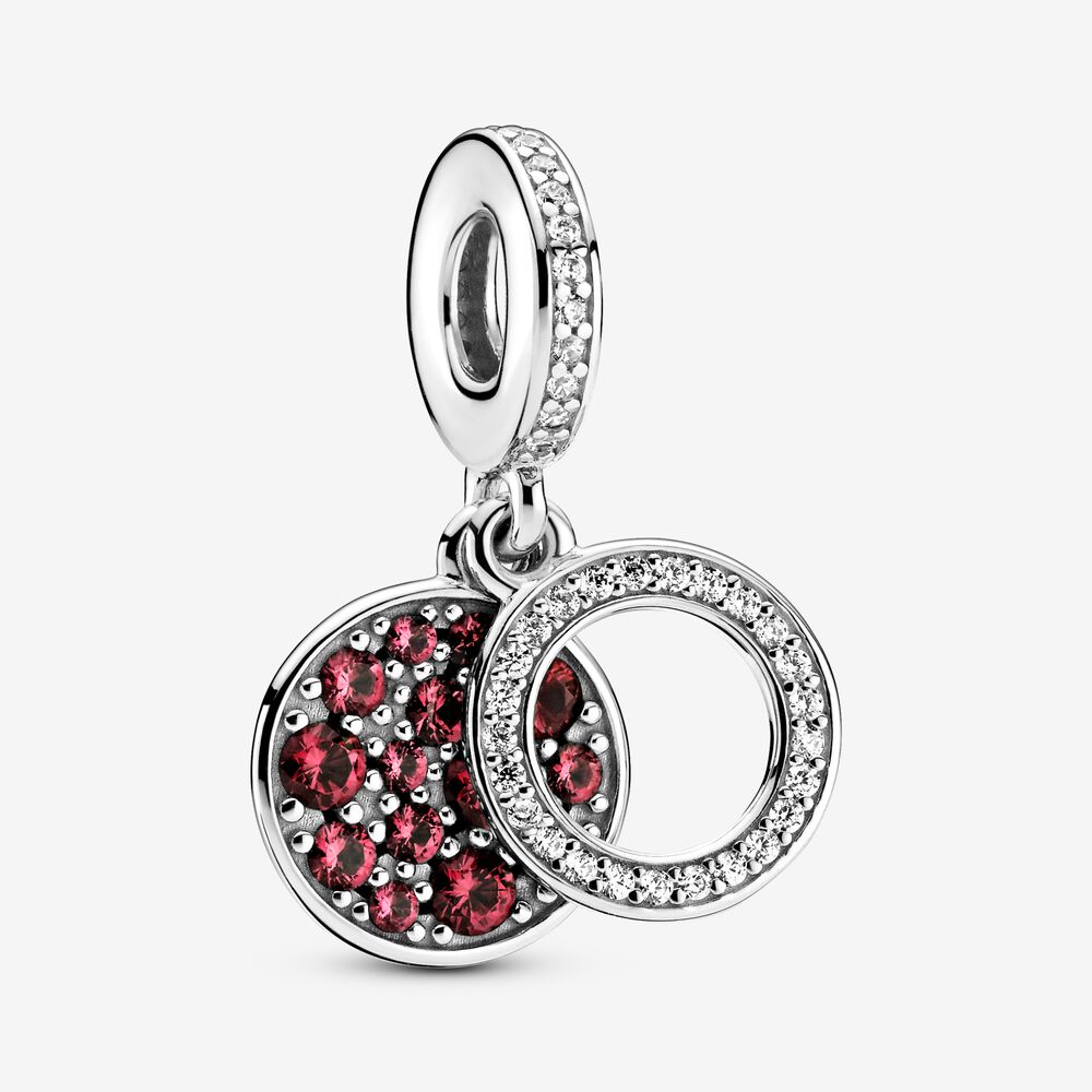 Sparkling Red Disc Double Dangle- Charm