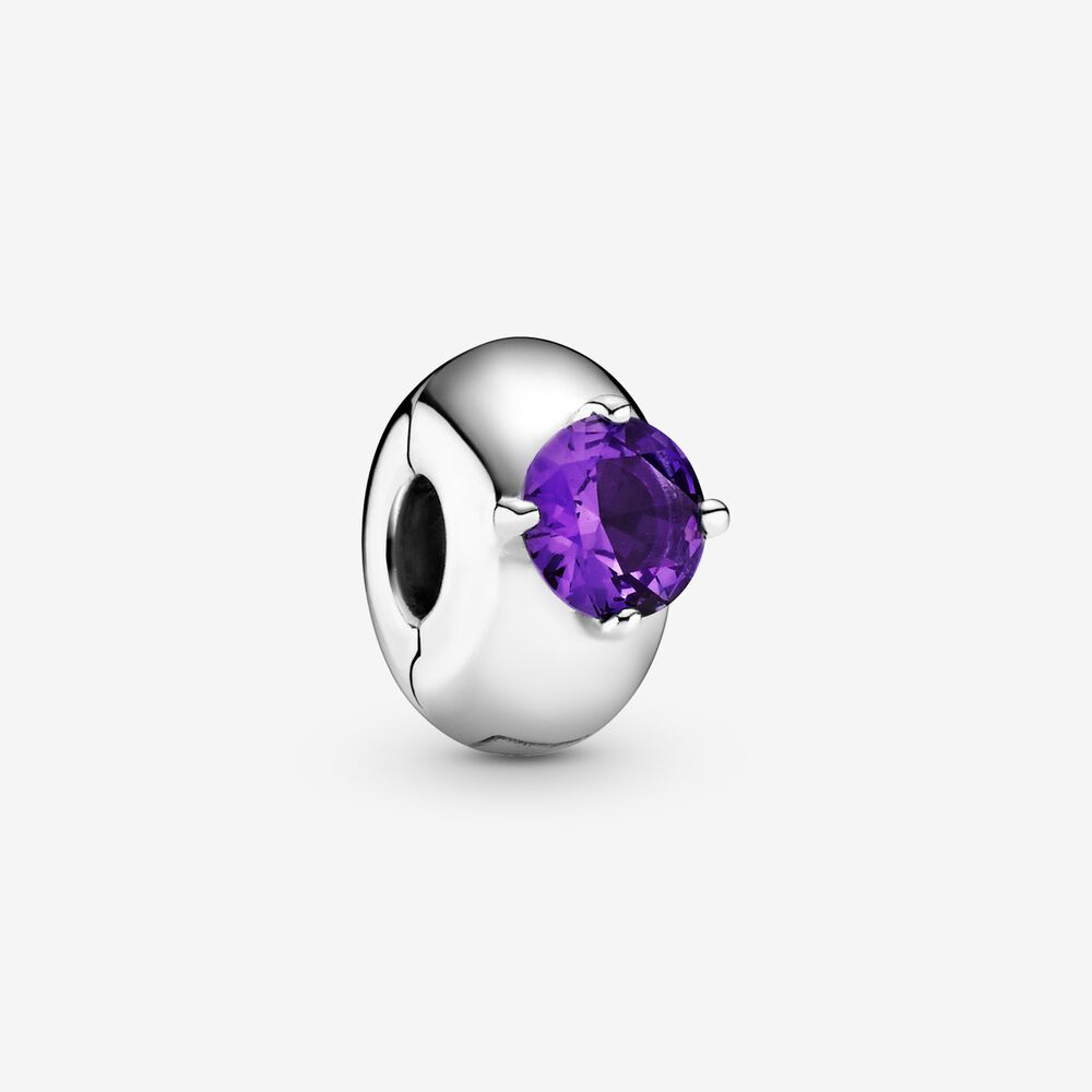 Purple Round Solitaire Clip-Charm