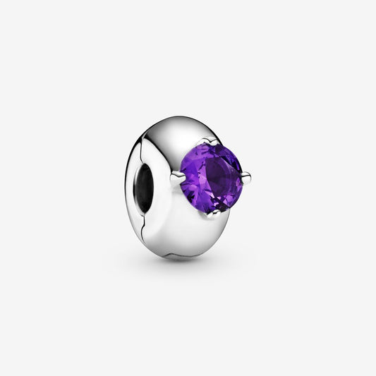 Purple Round Solitaire Clip-Charm