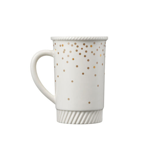 Taza Blanca con Puntitos Dorados