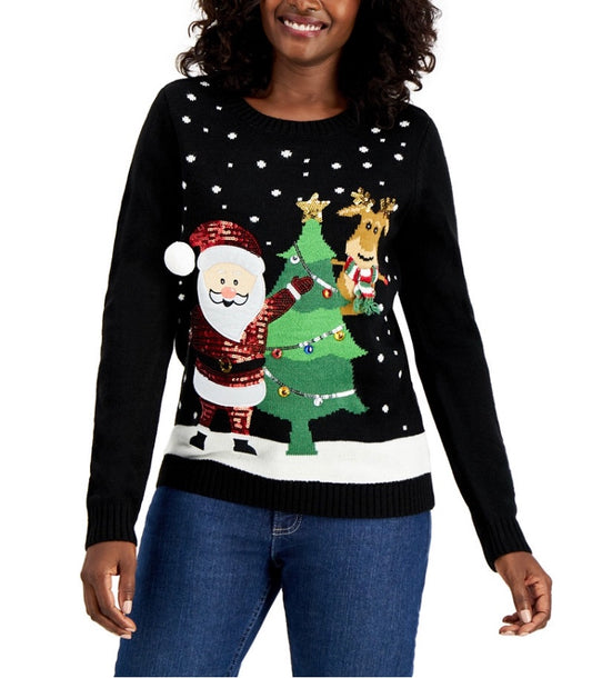 Ugly Sweater Navidad Santa Claus Negro Exclusivo De Saks
