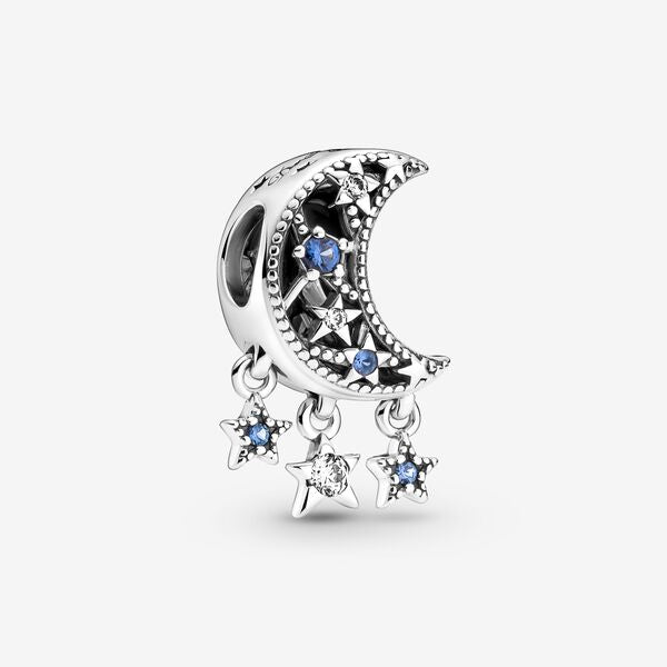 Star & Crescent Moon Charm Silver