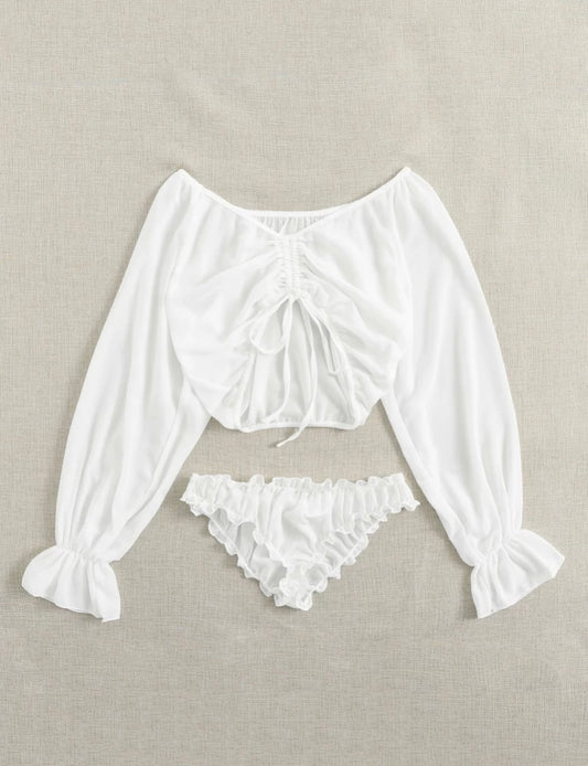 Set dos piezas lencería Gaza color blanco