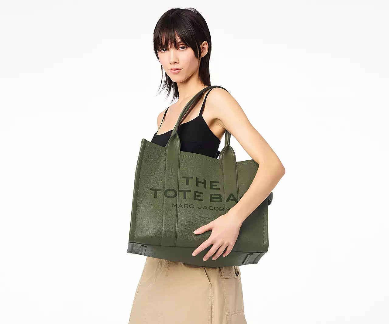 THE LEATHER LARGE TOTE BAG- Green