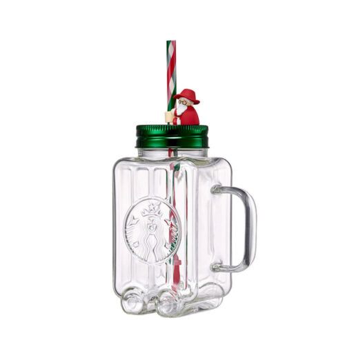 Vaso tipo Mason Jar con Popote