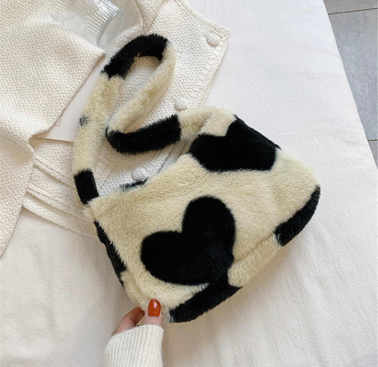 Bolso Hombro Fur Hearts Bolsa Corazones - Diferentes Tonos