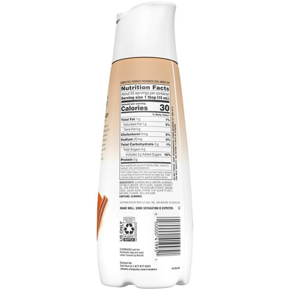 Starbucks Pumpkin Spice Flavored Almondmilk & Oatmilk Non-Dairy Liquid Coffee Creamer - 1.75pt