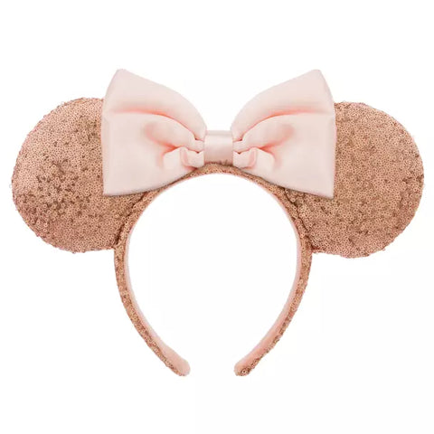 Minnie Mouse Sequin Ear Headband for Adults – Rose Gold & Pink