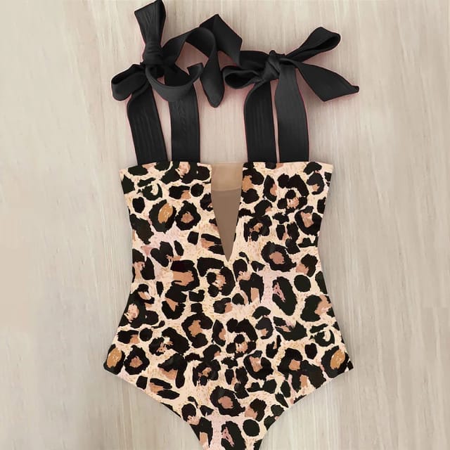 Traje de Baño~ Monokini Escote en "V" Estampado Animal Print