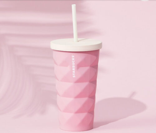 Vaso con Popote con Textura Rosa