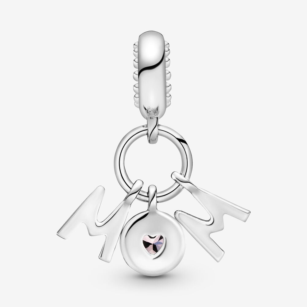 Mom Letters Dangle Charm~ Silver