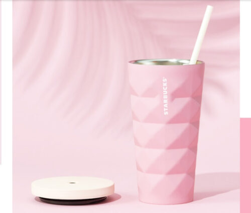 Vaso con Popote con Textura Rosa