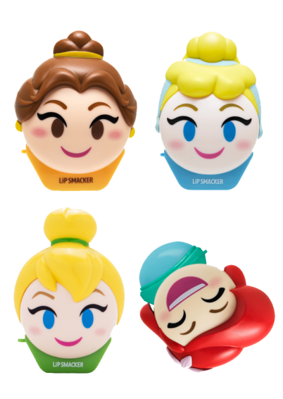 Disney Emoji Lip Balm 4 Pack - Belle, Cinderella, Tinkerbell, Ariel