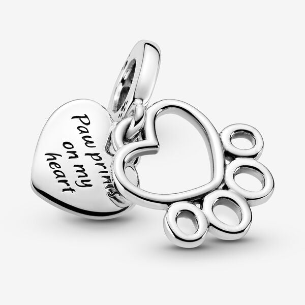 Hearts & Paw Print Dangle Charm