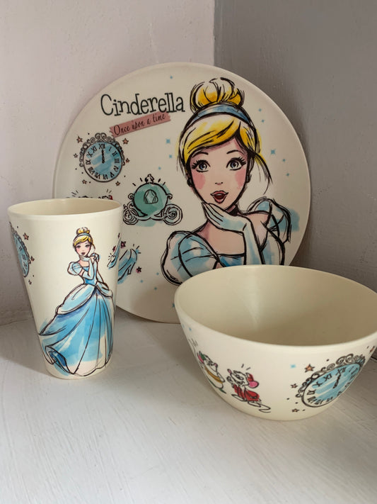 VAJILLA BAMBU PRINCESAS- CENICIENTA 3 PIEZAS