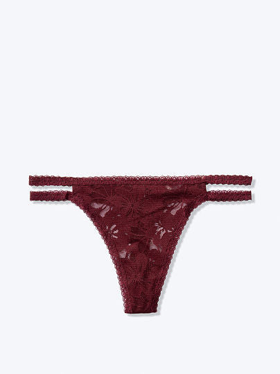 Victorias secret Tanga Pierna Alta Encaje Vino
