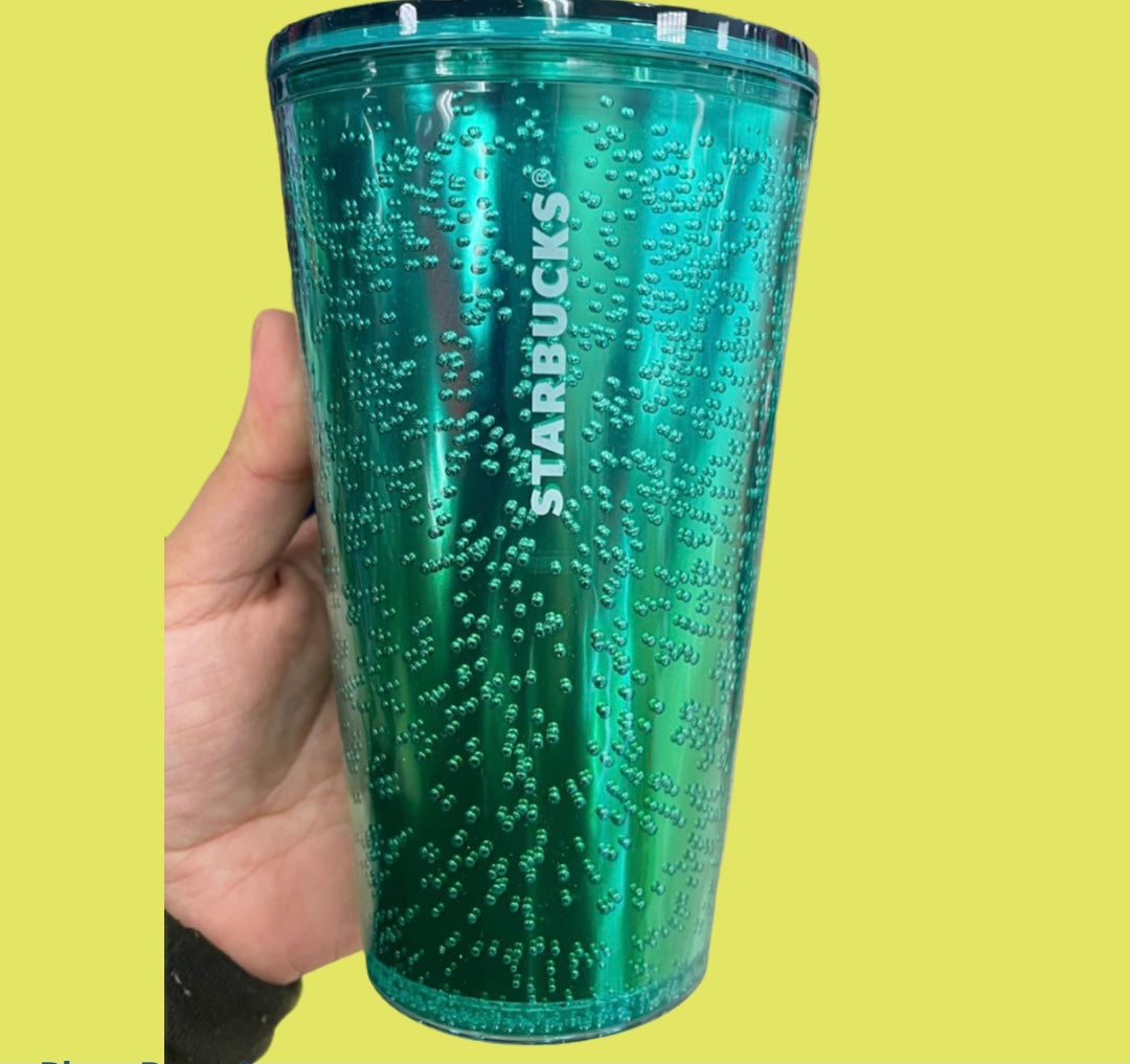 Starbucks Vaso Bubbles Verde 16oz Popote & Tapa