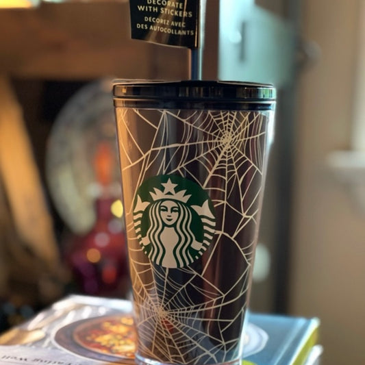 Starbucks Vaso Telaraña Negro 16oz - Brilla en la Oscuridad