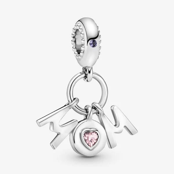 Mom Letters Dangle Charm~ Silver