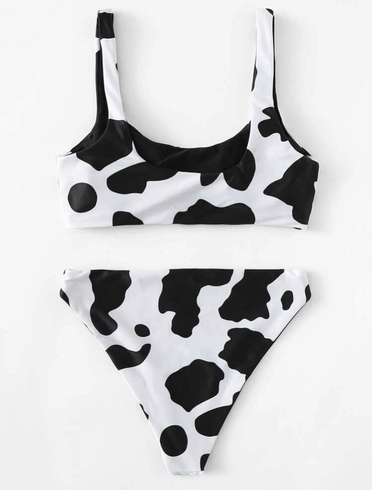 Bikini con talle algo estampado vaca