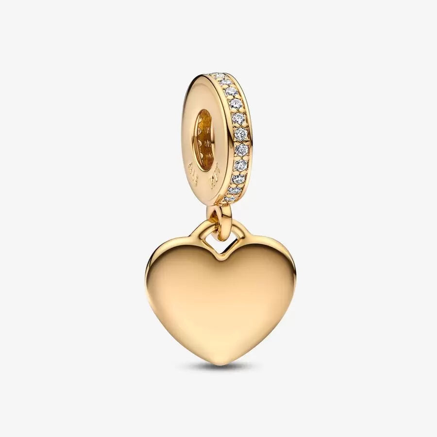 Engravable Heart Tag Dangle Charm Gold