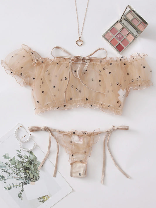 Set dos piezas transparente con cordón