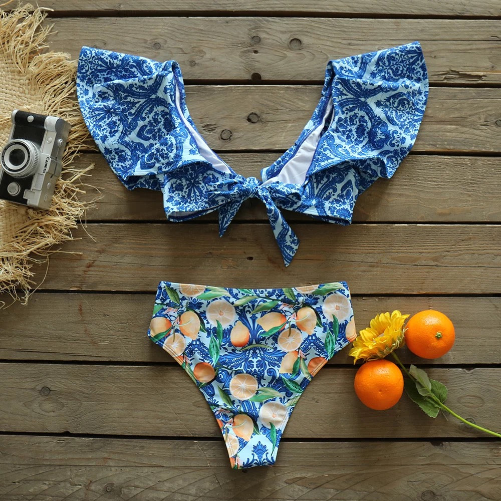 Traje de Baño~ Bikini Olanes Bow Azul