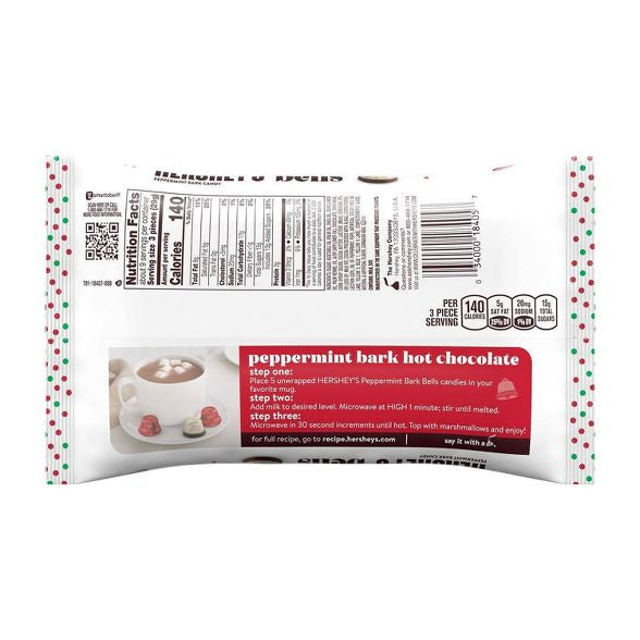 Hershey's Holiday Peppermint Bark Candy Bells - 9oz
