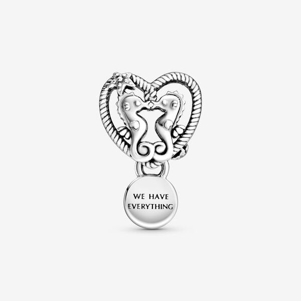 Openwork Seahorses Heart Charm