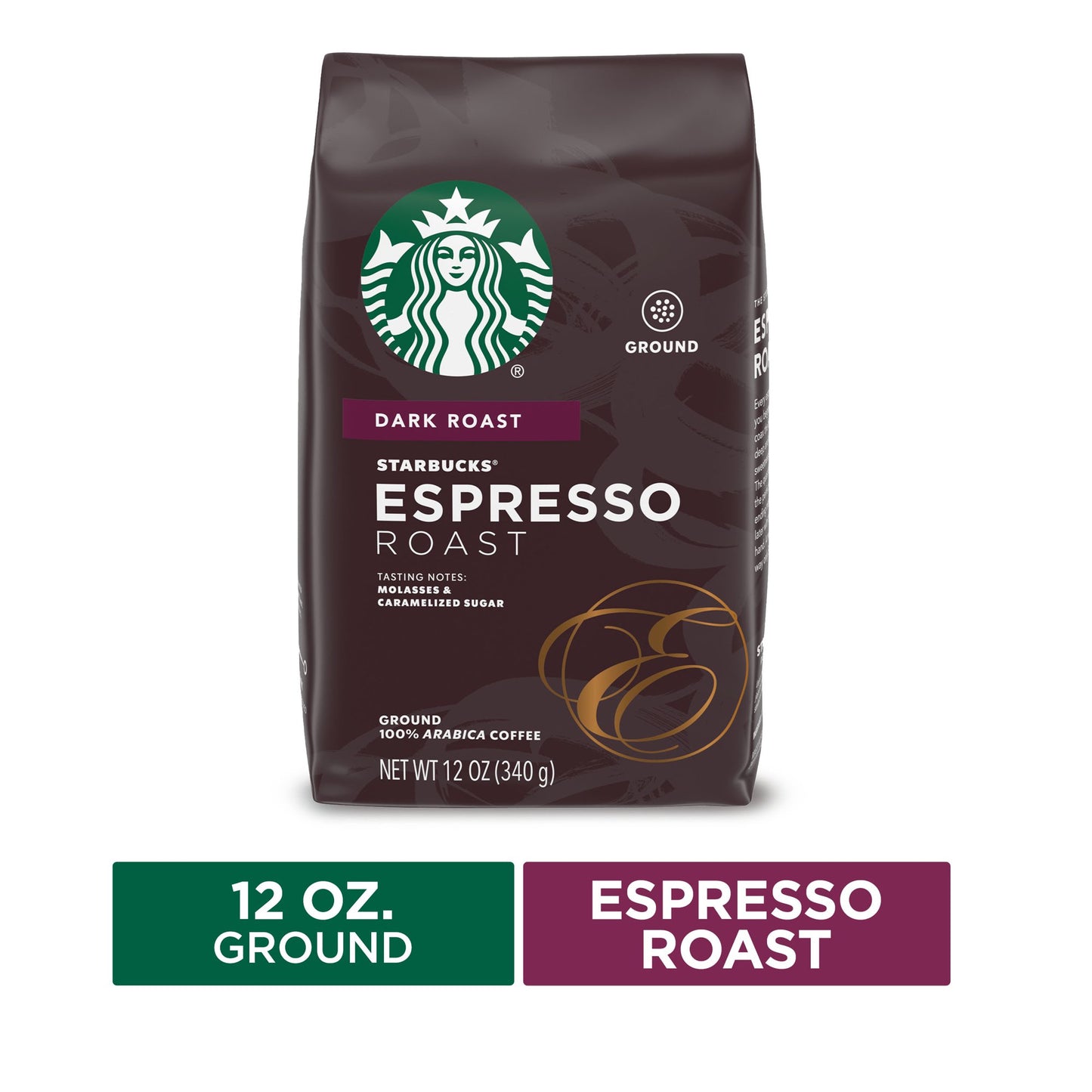 Starbucks Café Molido Con Saborizante Sin Sabores Artificiales 12oz - Expresso Roast Dark Roast